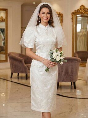 Brocade Jacquard Couture Wedding Evening Cocktail Runway Embroidered Gown Dress